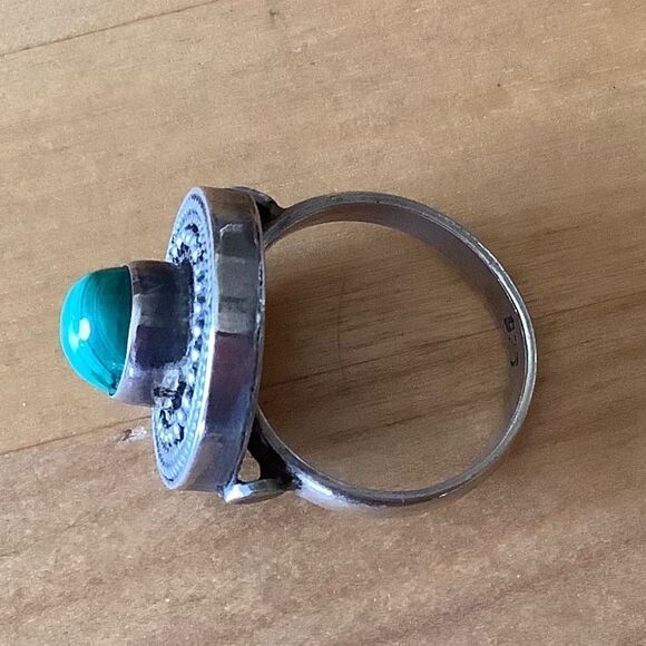 sterling SILVER 925 MALAHITE RING SIZE US 8.25 - Picture 4 of 8